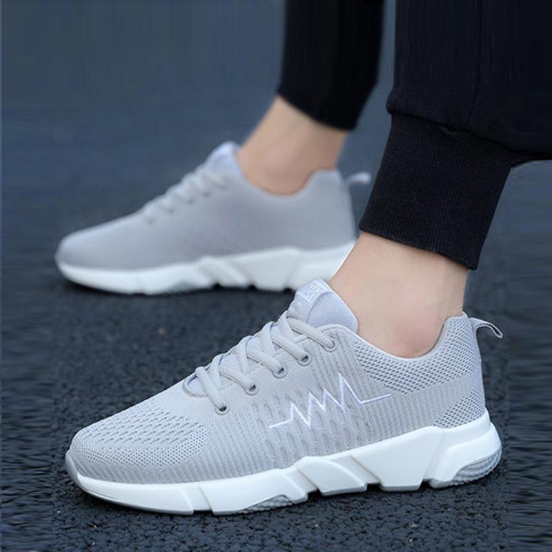 Knitted Fabric Lace Up Men's Sneakers