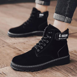 Leather Lace Up High-top Men's Boots