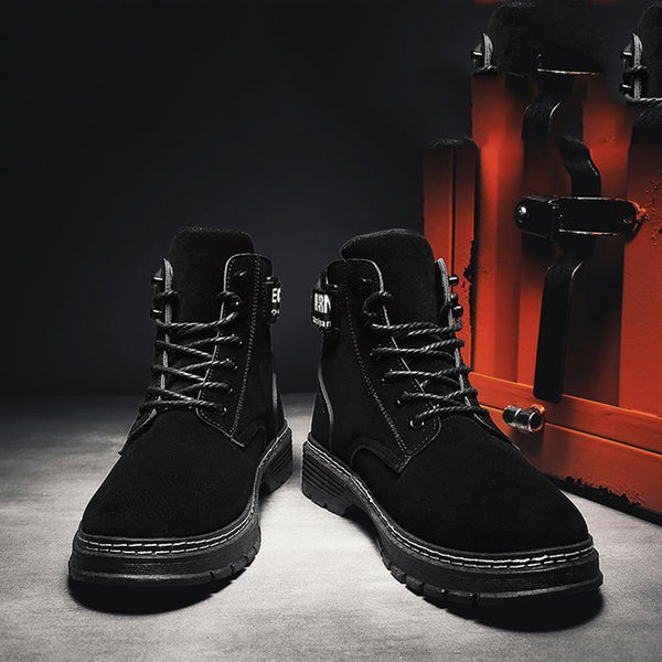 Leather Lace Up High-top Men's Boots