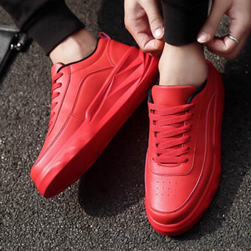 Leather Lace Up Thick Bottom Men's Sneakers