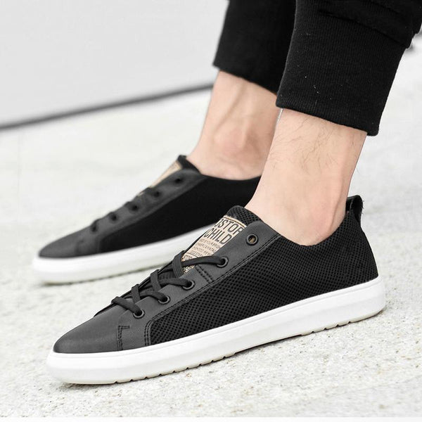 Cowhide Lace Up Men's Sneakers