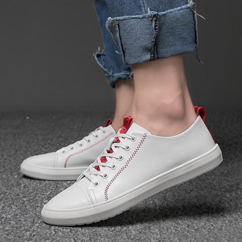 Cowhide Lace Up Men's Sneakers