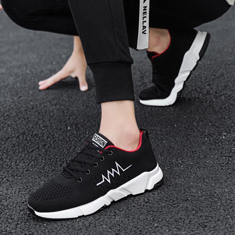 Knitted Fabric Lace Up Men's Sneakers