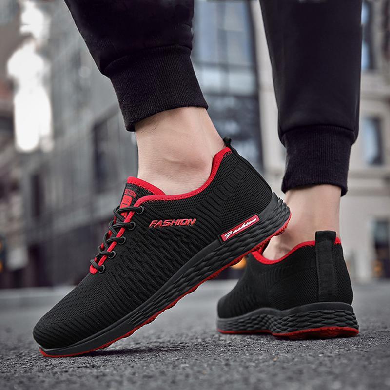 Knitted Fabric Lace Up Men's Sneakers