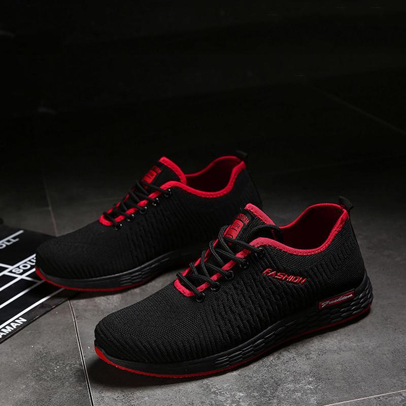 Knitted Fabric Lace Up Men's Sneakers