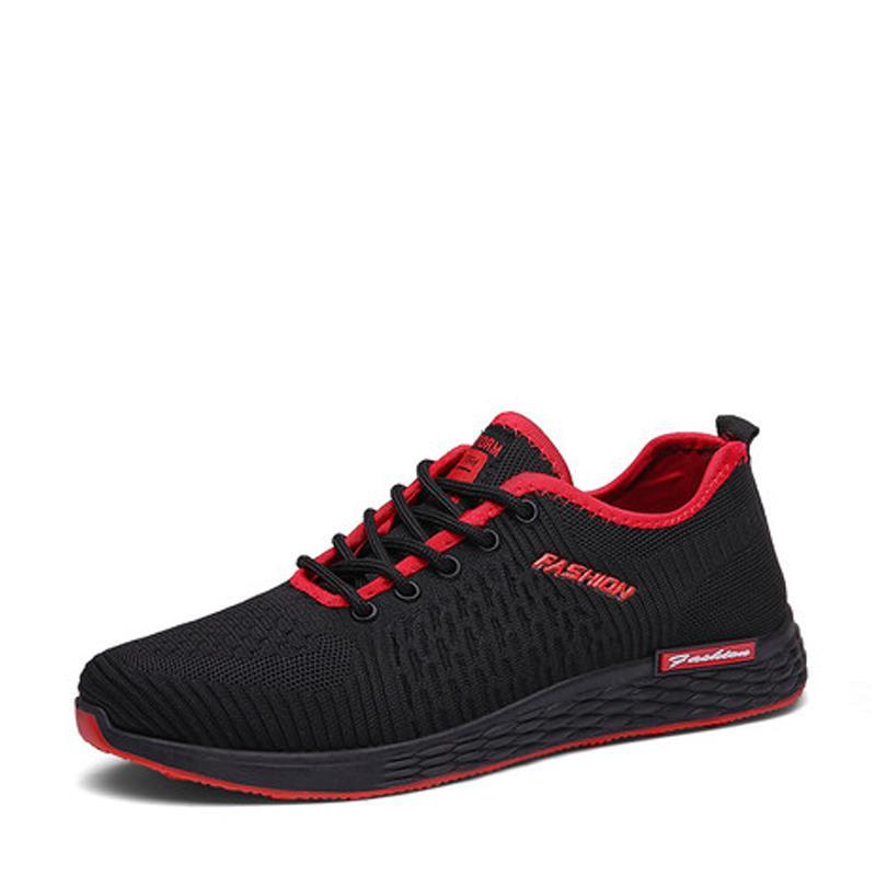 Knitted Fabric Lace Up Men's Sneakers