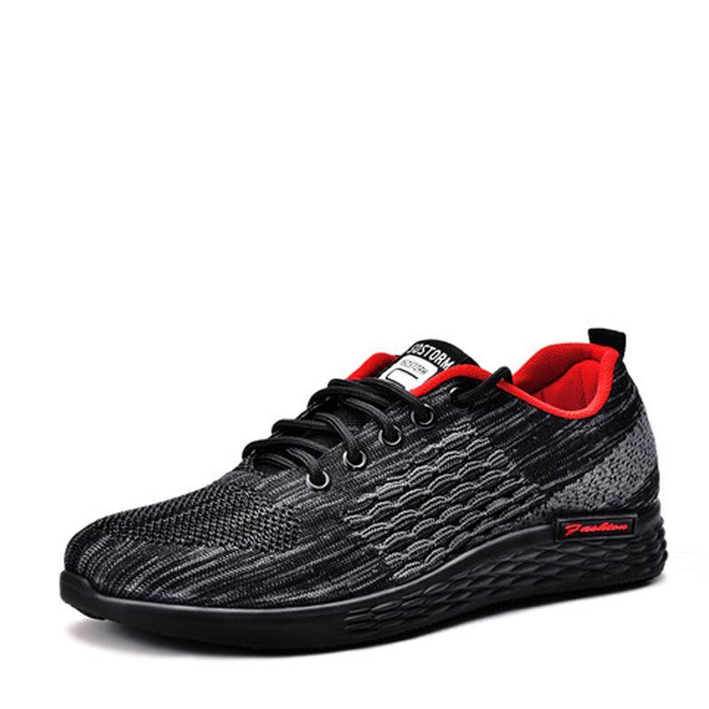 Knitted Fabric Lace Up Men's Sneakers