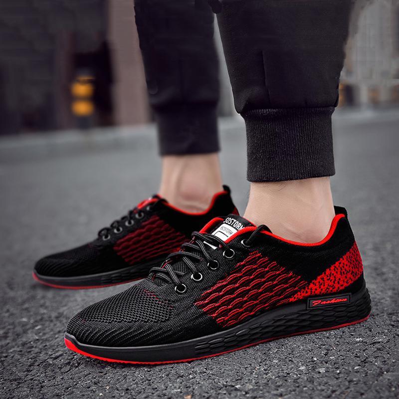 Knitted Fabric Lace Up Men's Sneakers