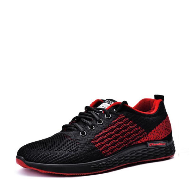 Knitted Fabric Lace Up Men's Sneakers