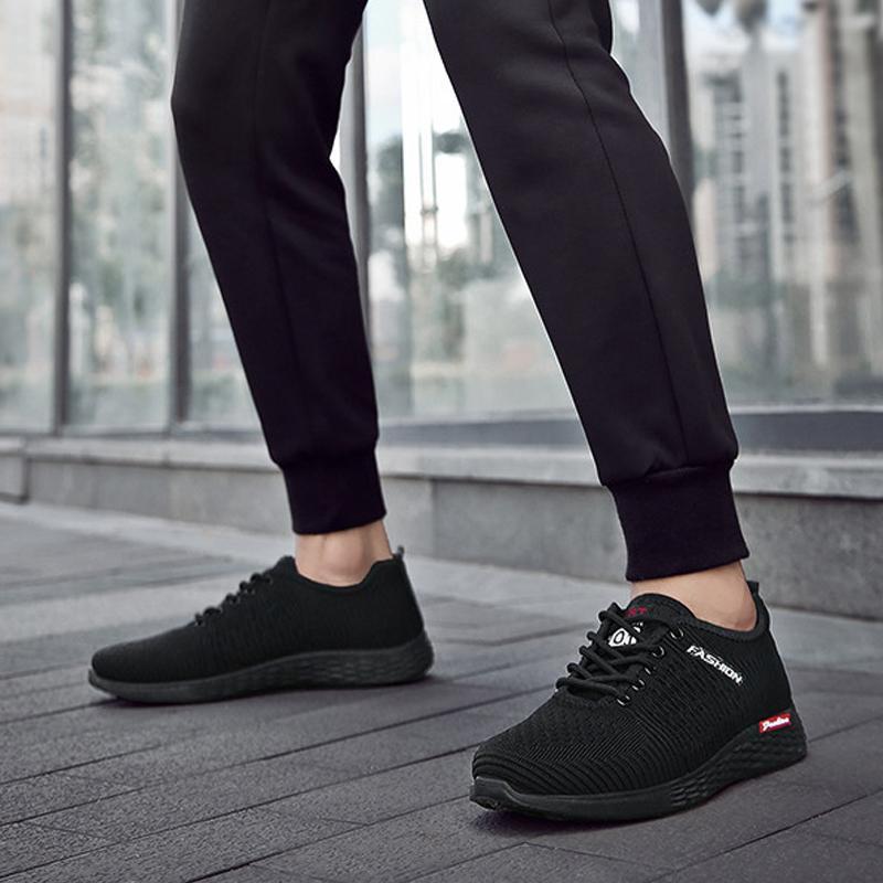 Knitted Fabric Lace Up Men's Sneakers