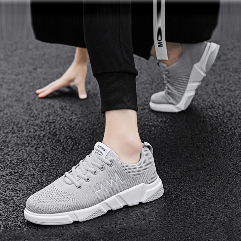 Knitted Fabric Lace Up Men's Sneakers