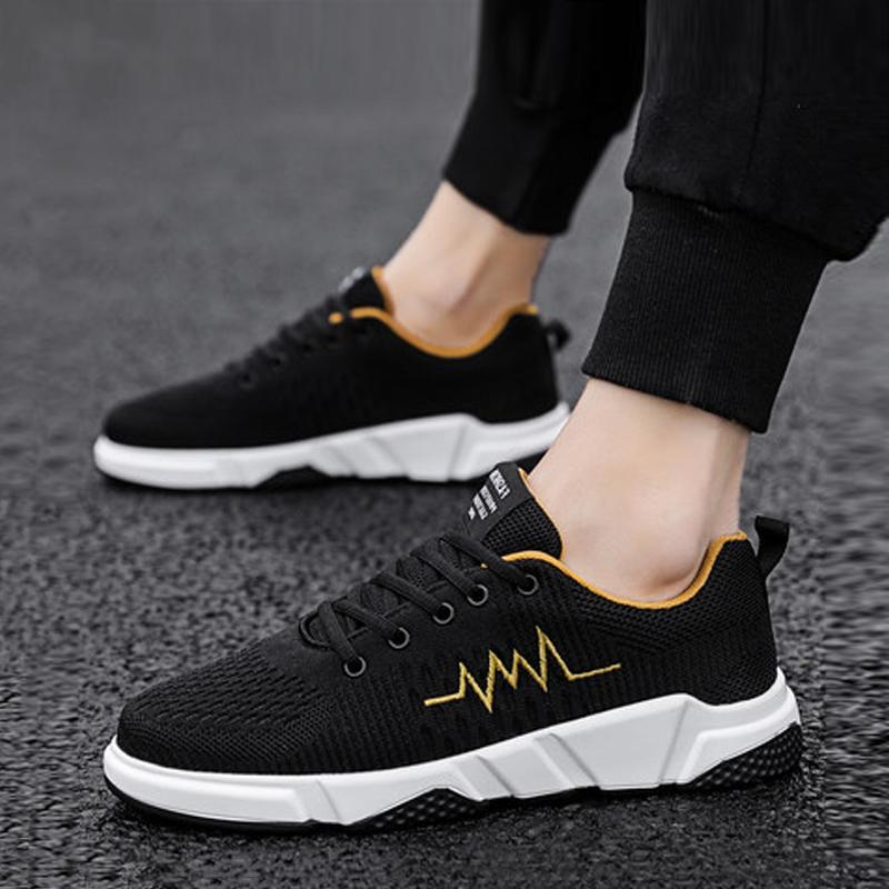 Knitted Fabric Lace Up Men's Sneakers