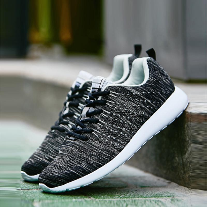 Knitted Fabric Lace Up Breathable Men's Sneakers