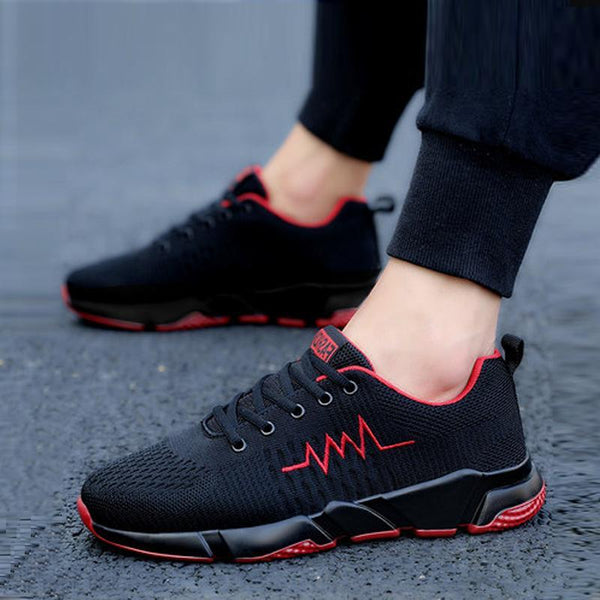 Knitted Fabric Lace Up Men's Sneakers