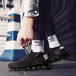 Knitted Fabric Lace Up Men's Sneakers