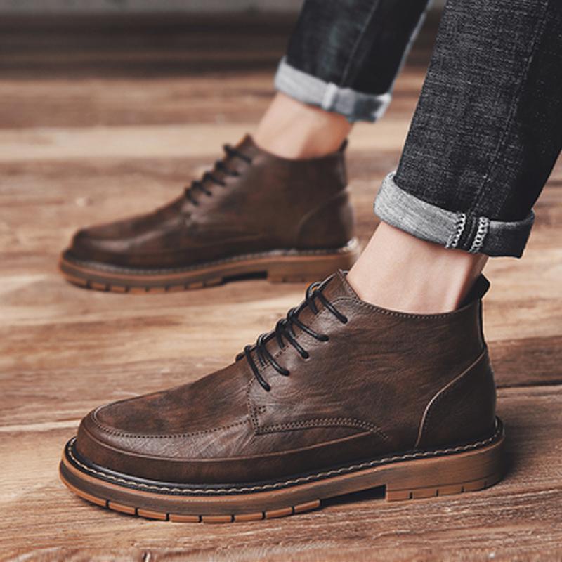 Leather Lace Up Men's Boots