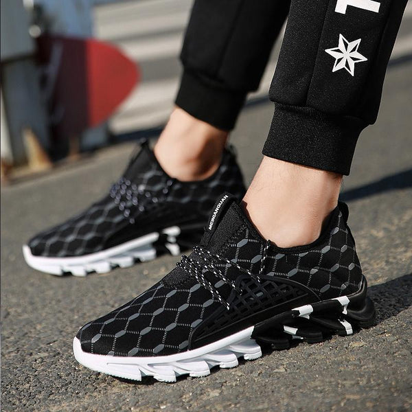 Knitted Fabric Lace Up Men's Sneakers