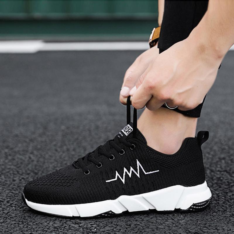 Knitted Fabric Lace Up Men's Sneakers