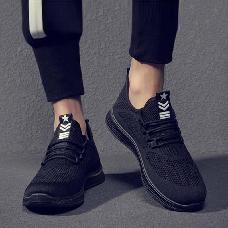 Knitted Fabric Lace Up Runing Men's Sneakers