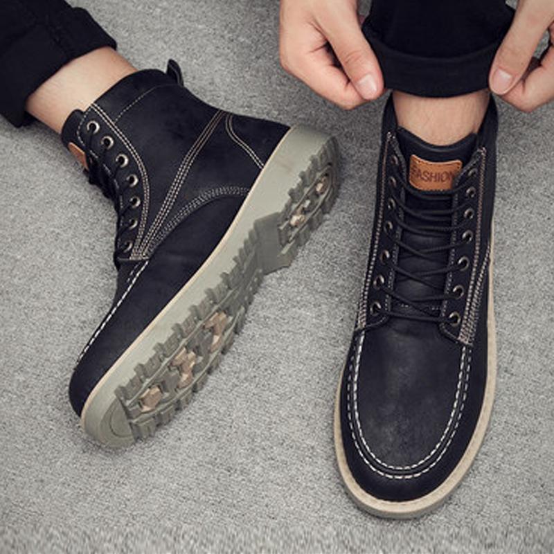 Leather Lace Up Waterproof Men's Boots