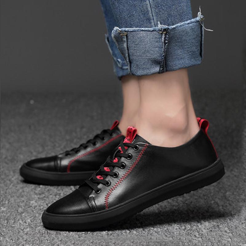 Cowhide Lace Up Men's Sneakers