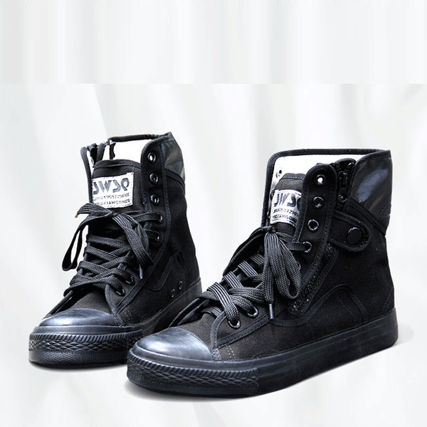 Black Canvas Lace Up Training Men's Boots