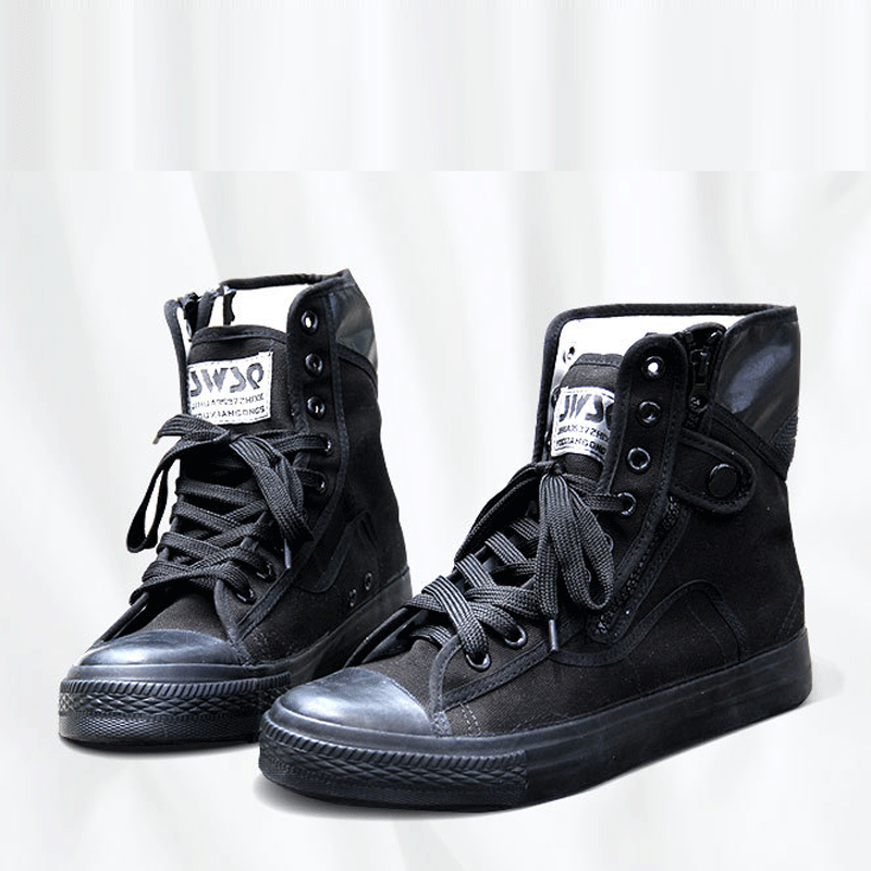 Black Canvas Lace Up Training Men's Boots