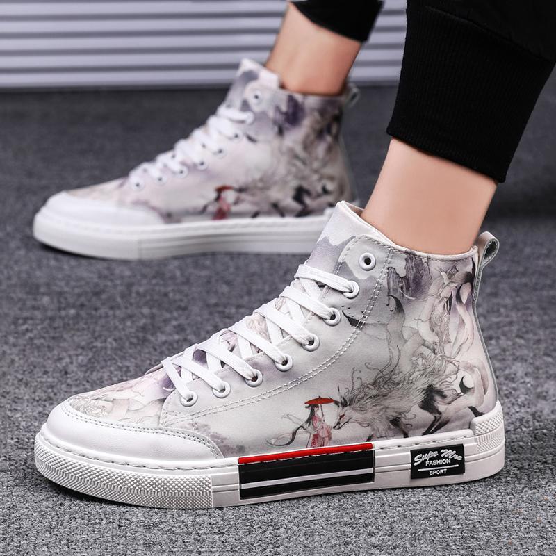 Canvas Cloth Lace Up High-top Men's Boots