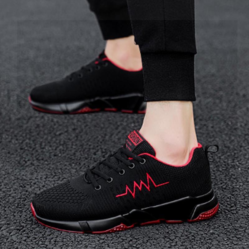 Knitted Fabric Lace Up Men's Sneakers