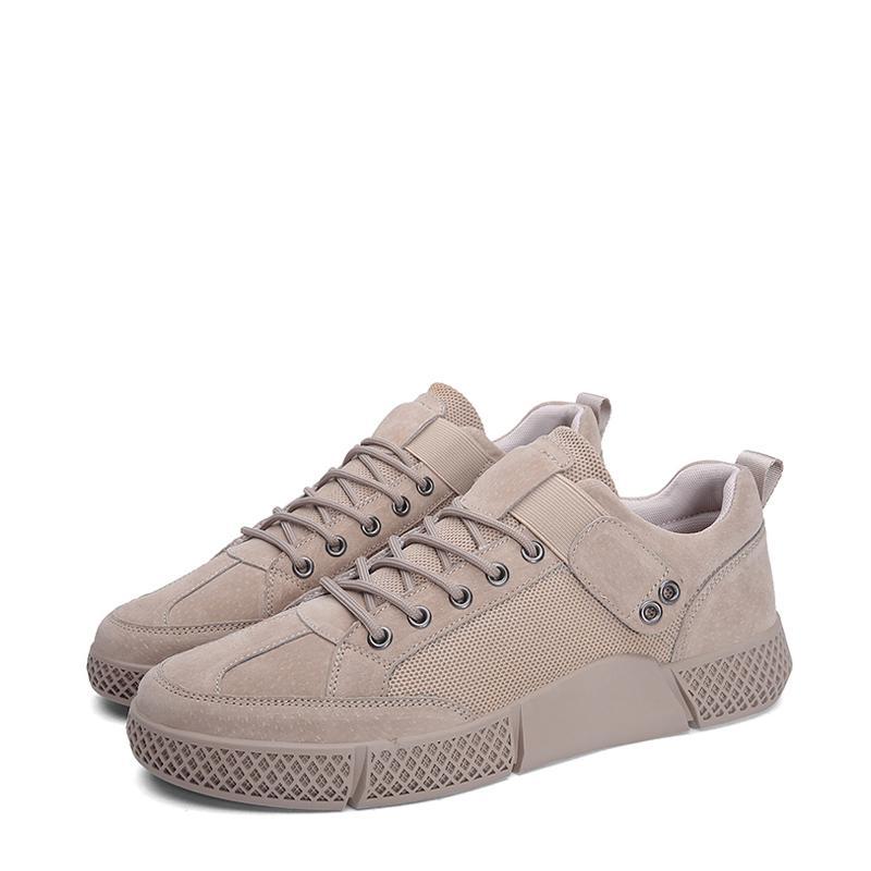 Pig Skin Lace Up Breathable Men's Sneakers