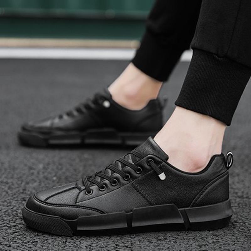 Leather Lace Up Non-slip Men's Sneakers