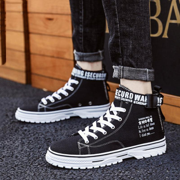 Canvas Cloth Lace Up High-top Men's Boots