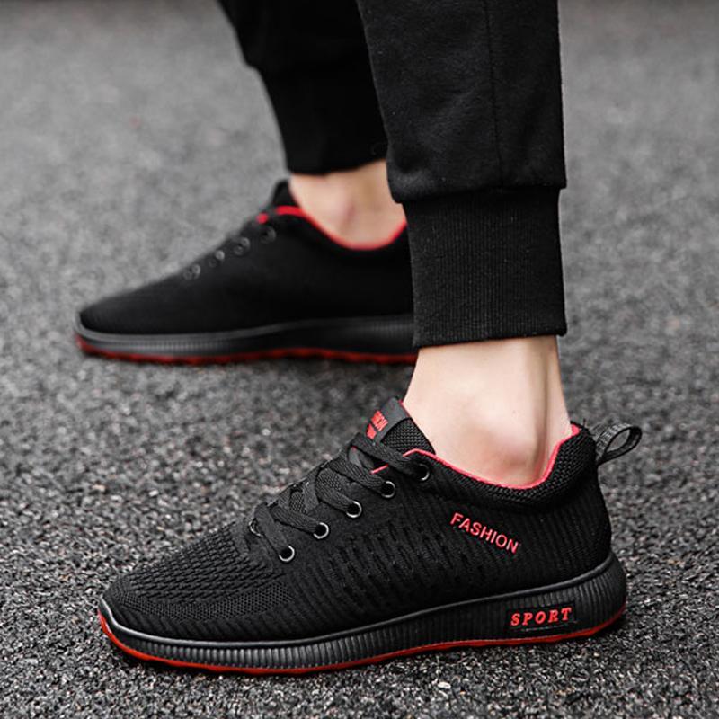 Knitted Fabric Lace Up Runing Men's Sneakers