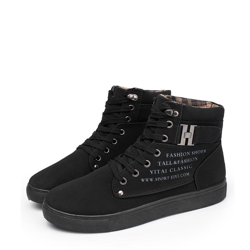 Suede Lace Up High-top Men's Boots