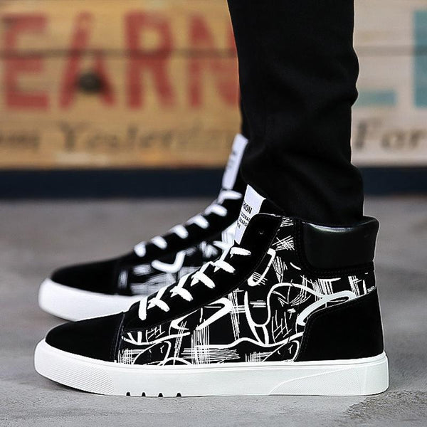 Leather Lace Up High-top Men's Boots