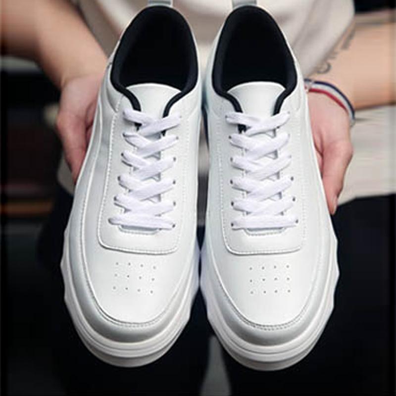 Leather Lace Up Thick Bottom Men's Sneakers