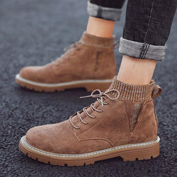 Pigskin Leather Lace Up High-top Men's Boots