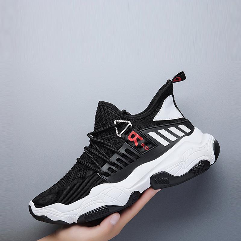 Knitted Fabric Lace Up Men's Sneakers