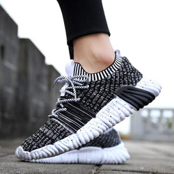 Knitted Fabric Lace Up Men's Sneakers