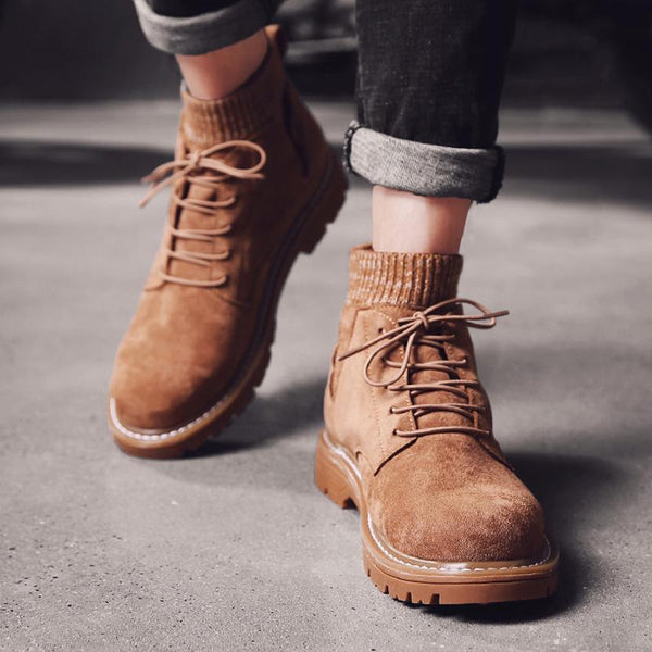 Pigskin Leather Lace Up High-top Men's Boots