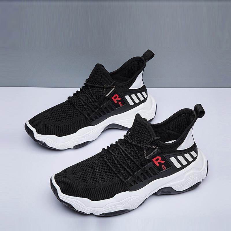 Knitted Fabric Lace Up Men's Sneakers