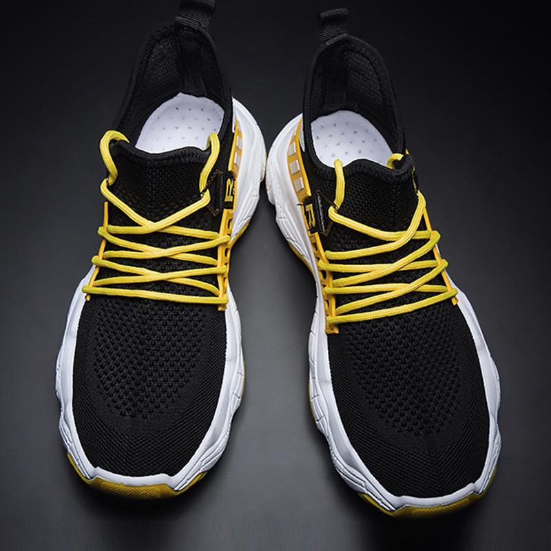 Knitted Fabric Lace Up Men's Sneakers