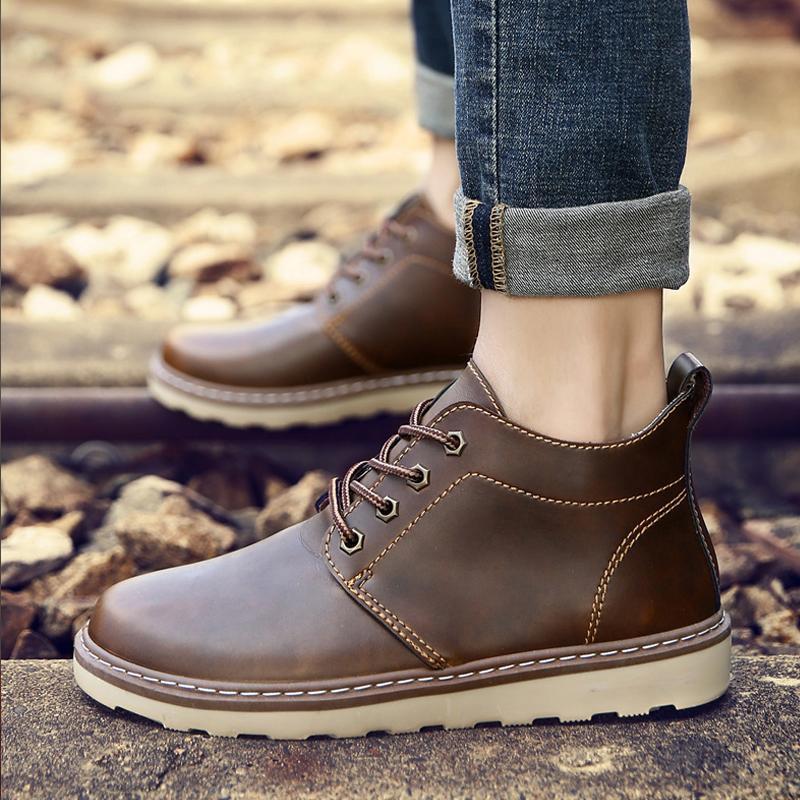 Leather Lace Up Coldproof Men's Boots