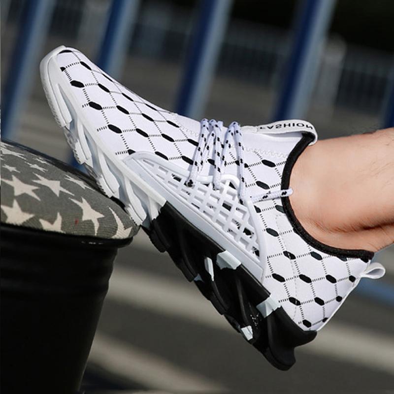 Knitted Fabric Lace Up Men's Sneakers