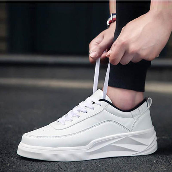 Leather Lace Up Thick Bottom Men's Sneakers