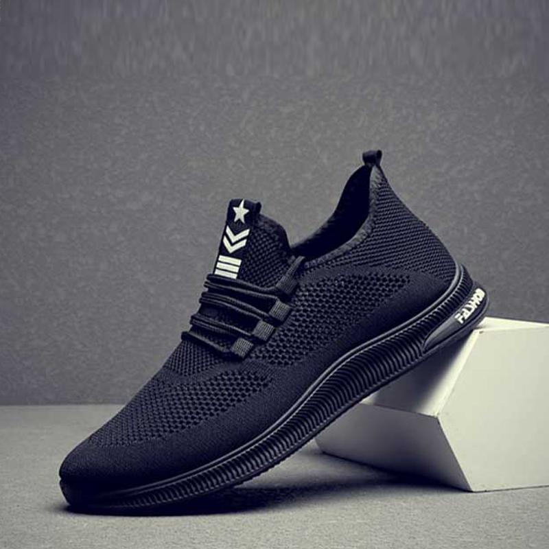 Knitted Fabric Lace Up Runing Men's Sneakers