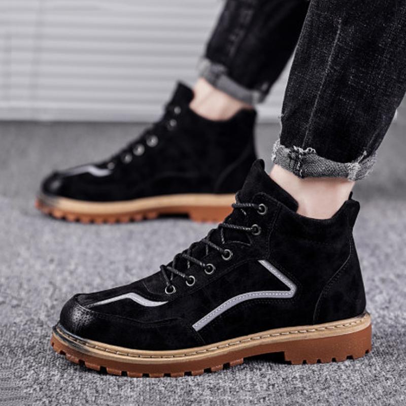 Leather Lace Up High-top Men's Boots