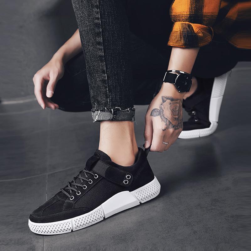 Pig Skin Lace Up Breathable Men's Sneakers