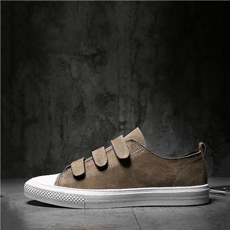 Pigskin Leather Elastic Band Men's Sneakers