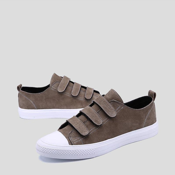 Pigskin Leather Elastic Band Men's Sneakers